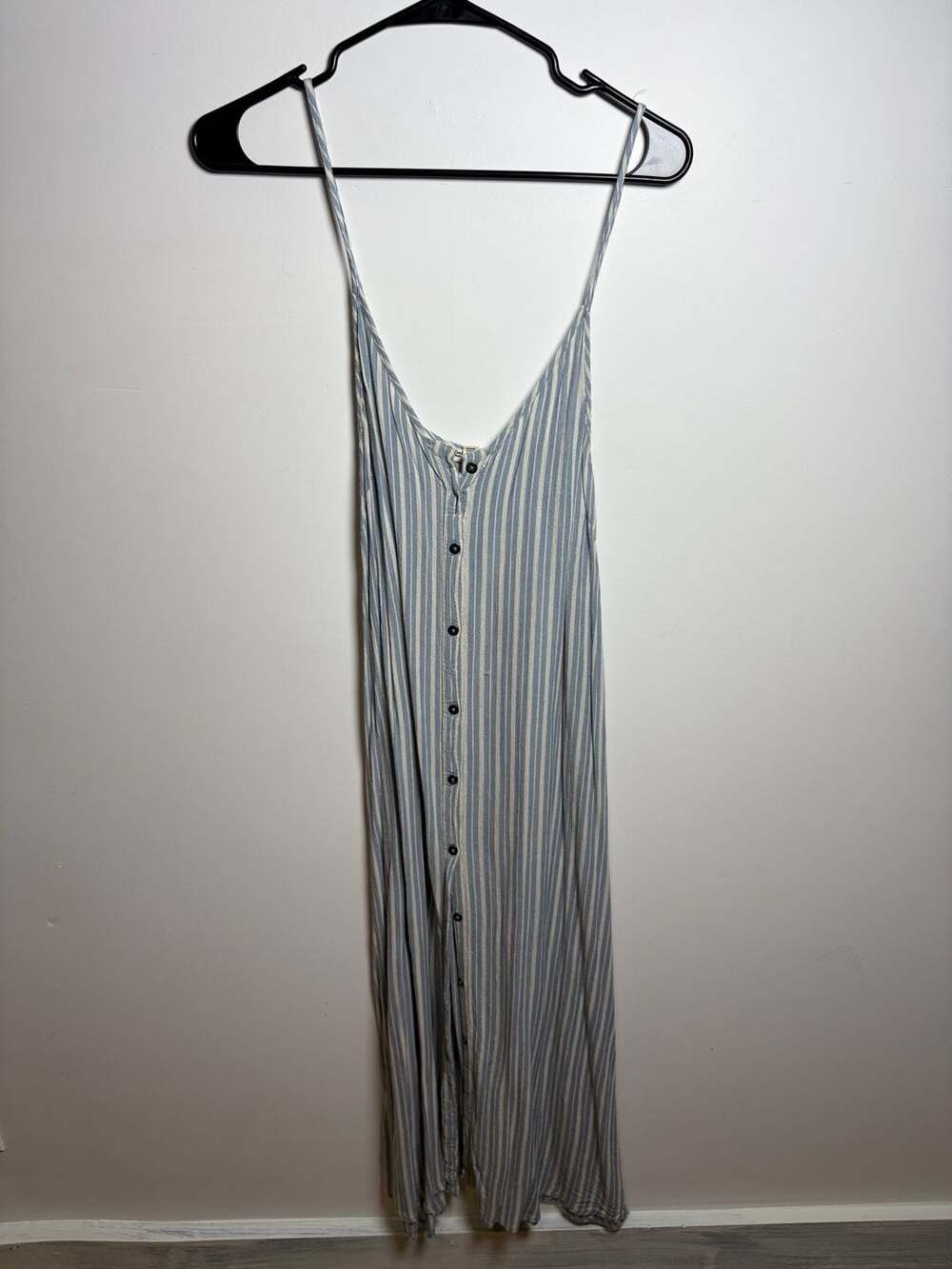 Billabong Women's Button-Down‎ Striped Sleeveless Midi Dress